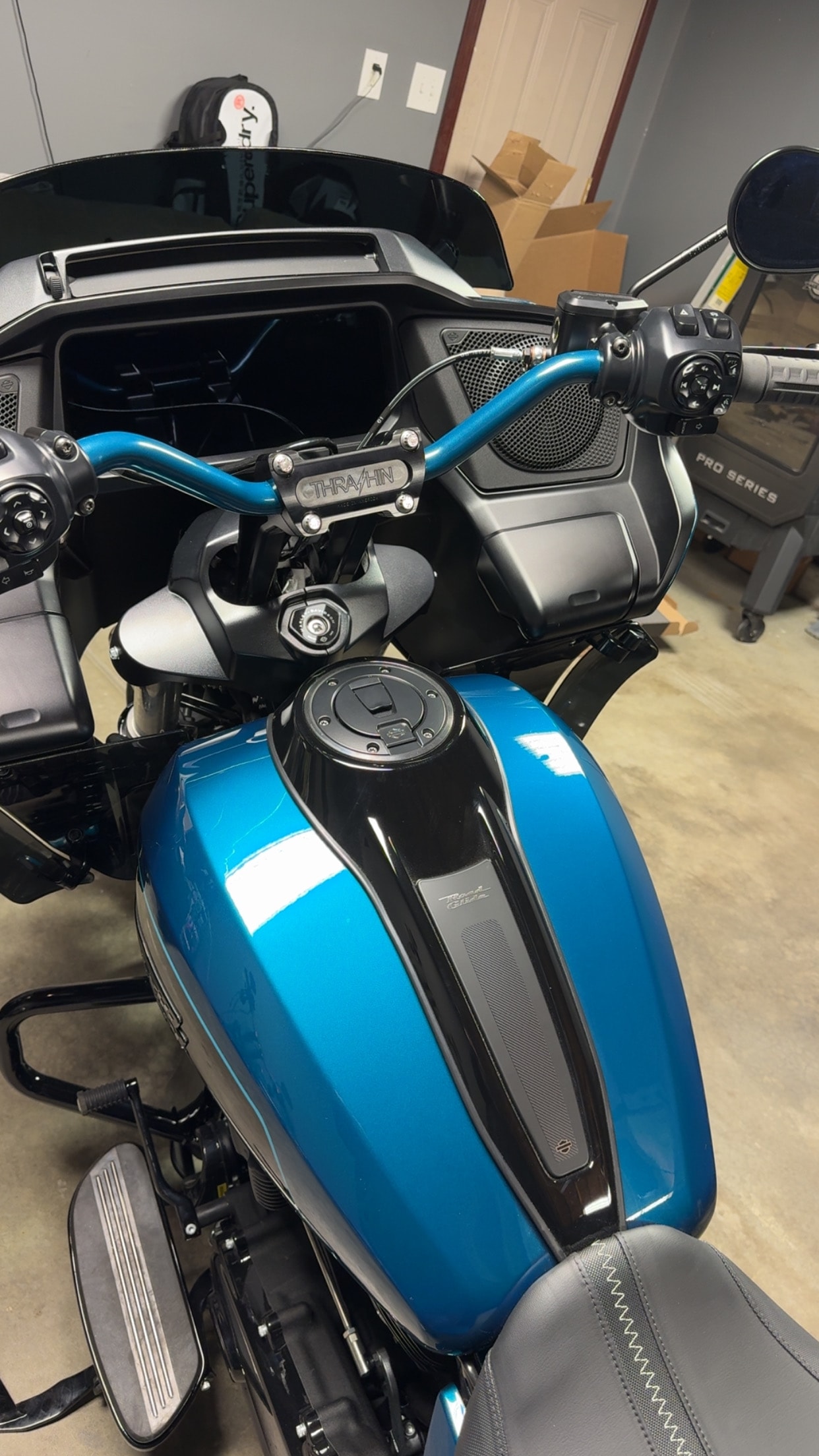 Blue Harley Custom Handlebars