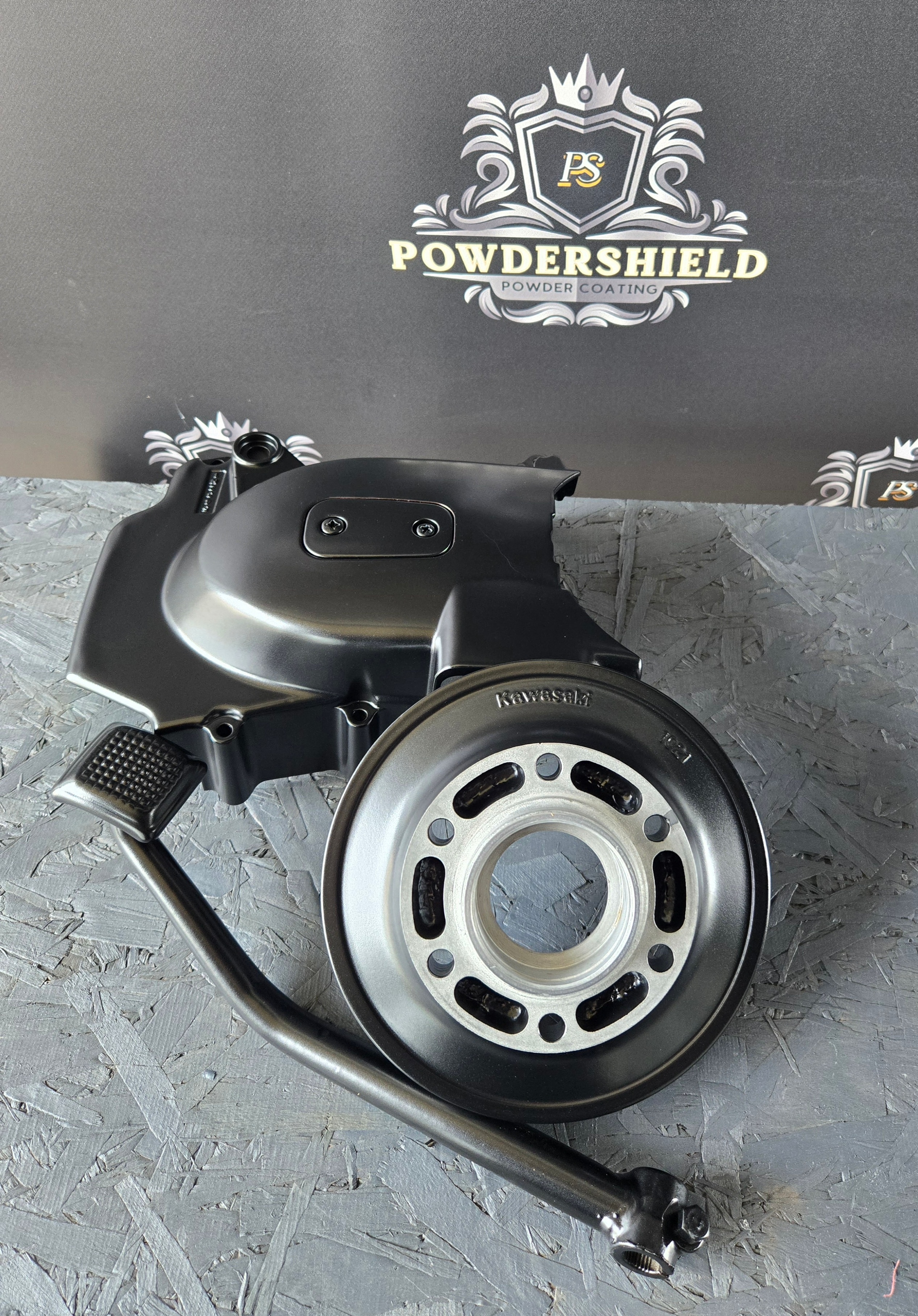 Matte Black Kawasaki Engine Cover